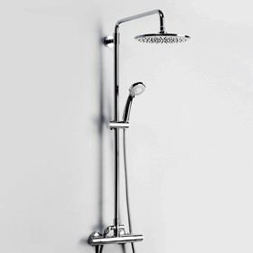 

Душевая система WasserKraft A13302, смеситель термостат, лейка, стойка, верхний душ, хром