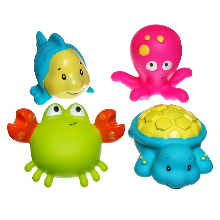 Набор резиновых игрушек для ванны «Морские друзья», 4 шт, виды МИКС, Крошка Я набор игрушек для ванны морские животные 3 6 шт виды сюрприз