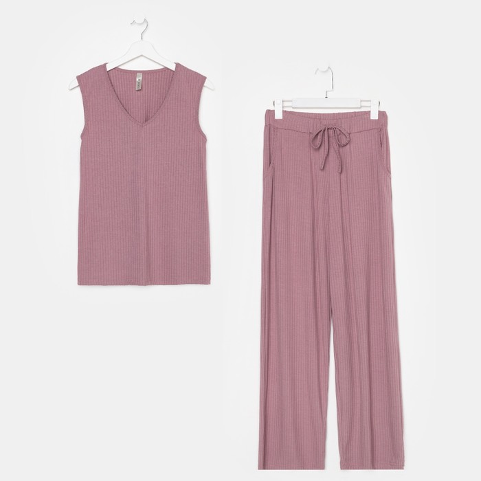 Комплект брюки футболка. Пижама Турция цвет пудровый. 5310/7 Пижама женская (майка, брюки) "Serge".