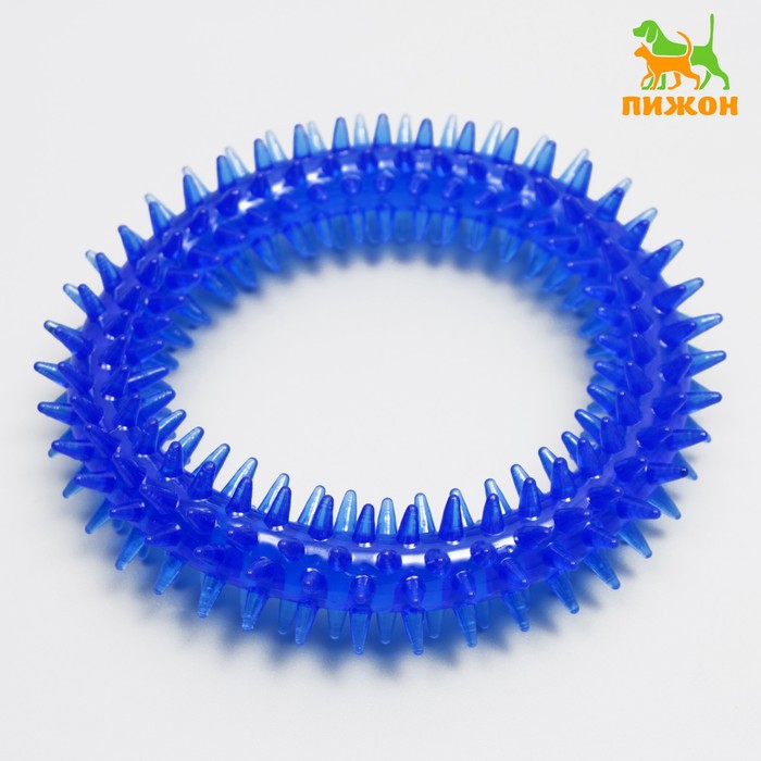 фото Игрушка для собак "кольцо с шипами", 12,5 см, синяя пижон