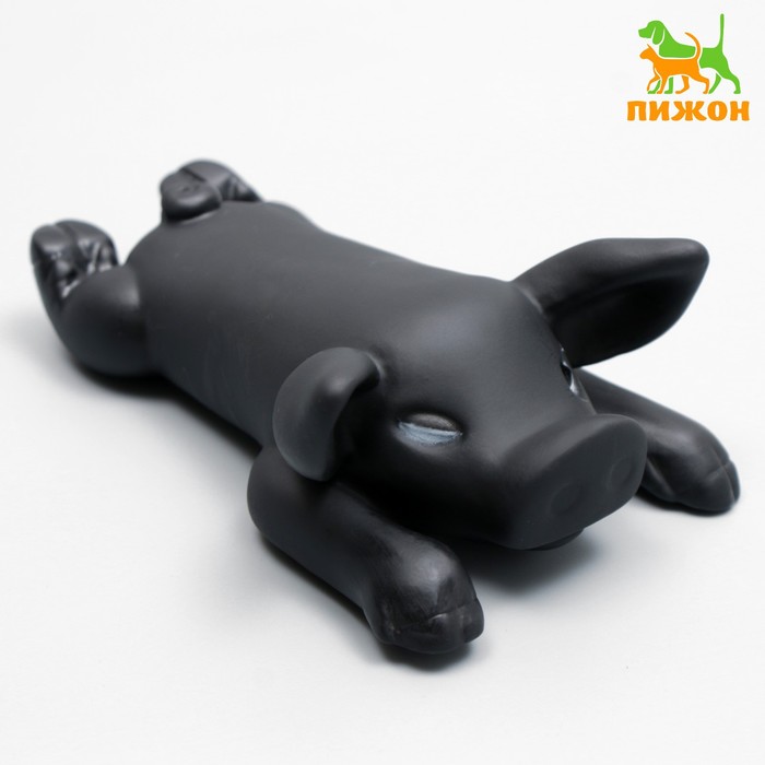 Игрушка пищащая Свинья для собак, 13 см, чёрная