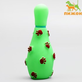 Игрушка пищащая "Кегля" для собак, 14 см, зелёная