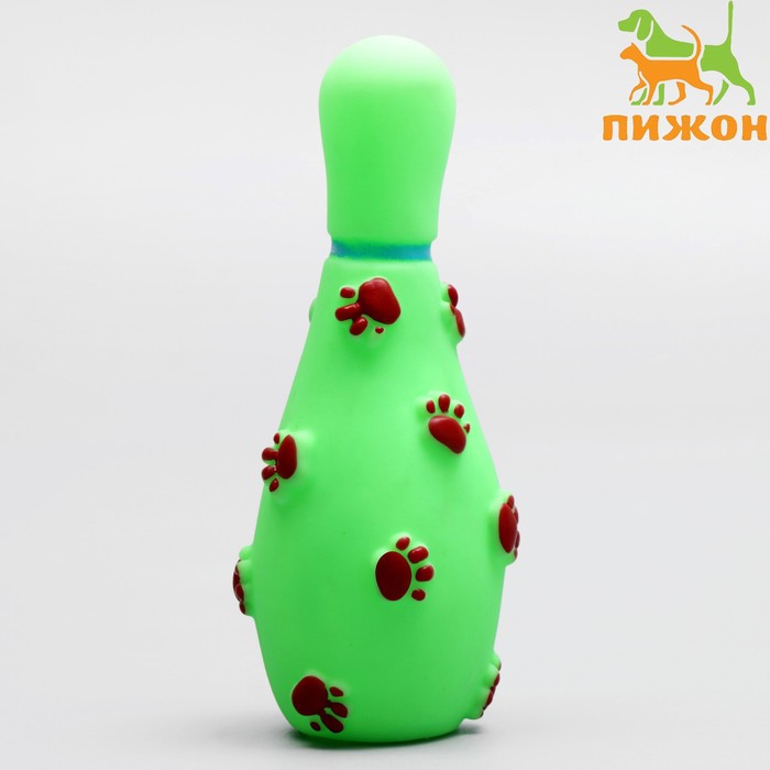 Игрушка пищащая Кегля для собак, 14 см, зелёная