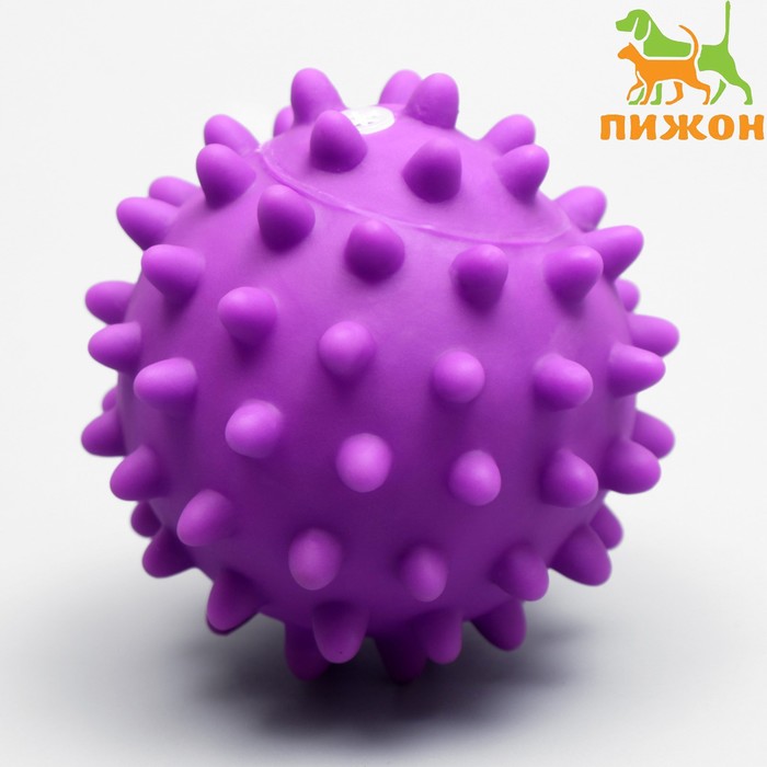Игрушка пищащая Колючий шар для собак, 9 см, фиолетовая