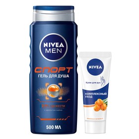 

Подарочный набор мужской: гель для душа NIVEA MEN Спорт, 500 мл + крем для рук, 75 мл