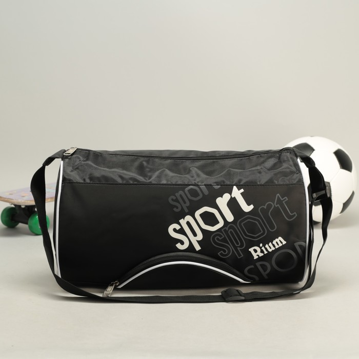 Спортивная сумка Sport 1 отдел, наружный карман, длинный ремень, цвет черный