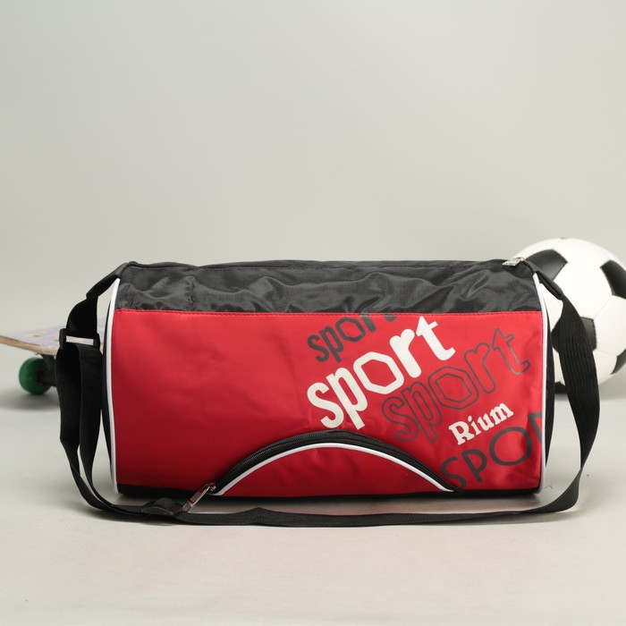 Спортивная сумка Sport 1 отдел, наружный карман, длинный ремень, цвет красный