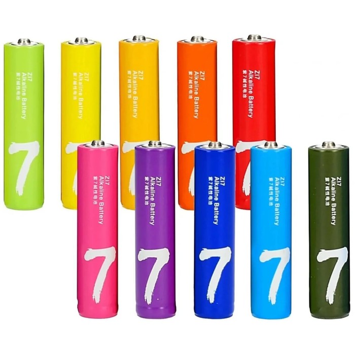цена Батарейка алкалиновая Xiaomi ZMI Rainbow Zi7, AАA, LR03-10BOX, 1.5 В, 10 шт.