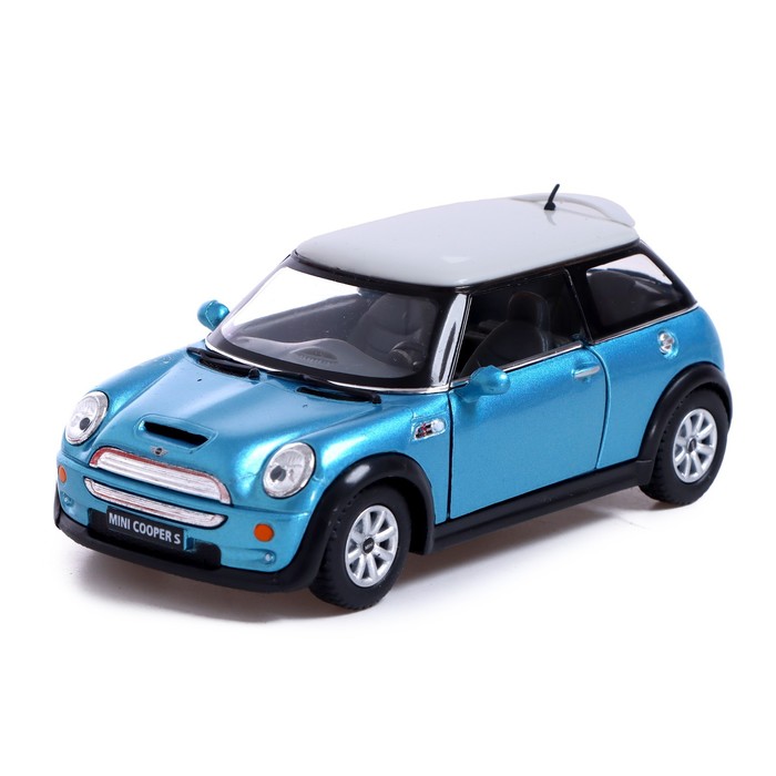 

Машина металлическая Mini Cooper S, 1:28, открываются двери, инерция, цвет голубой