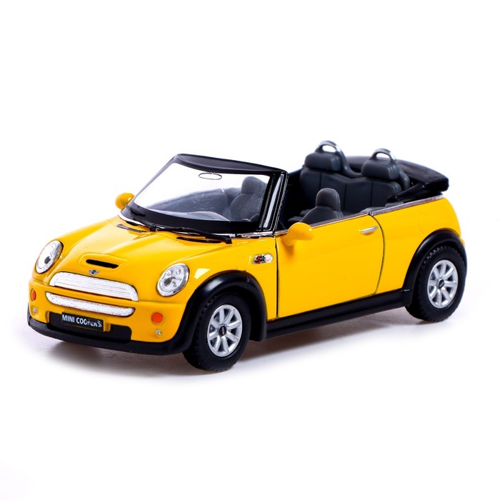 

Машина металлическая MINI Cooper S Cabrio, 1:28, открываются двери, инерция, цвет жёлтый