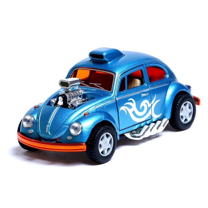 

Машина металлическая Volkswagen Beetle, 1:32, открываются двери, инерция, цвет голубой