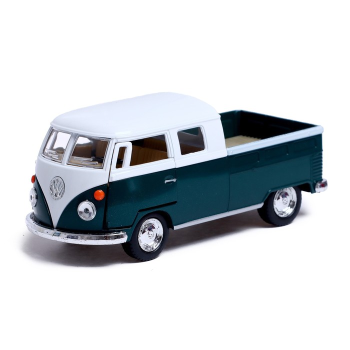 

Машина металлическая 1963 Volkswagen Bus Double Cab Pickup, 1:38, открываются двери, инерция, цвет зелёный