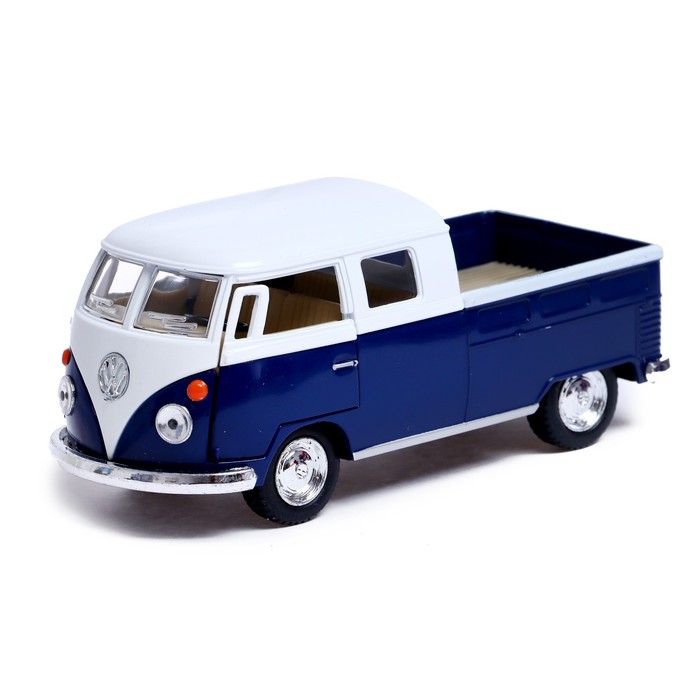 

Машина металлическая 1963 Volkswagen Bus Double Cab Pickup, 1:38, открываются двери, инерция, цвет синий