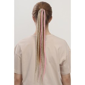 Афрорезинка, 60 см, 6 косичек, цвет блонд/розовый от Сима-ленд