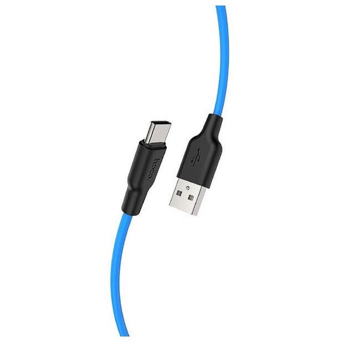 

Кабель Hoco X21 Plus, USB - Type-C, 3A, 1 м, силикон, чёрно-синий