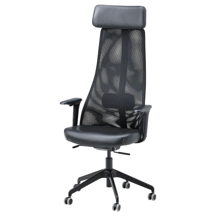 фото Рабочий стул с подлокотниками эрвфьеллет, цвет чёрный ikea