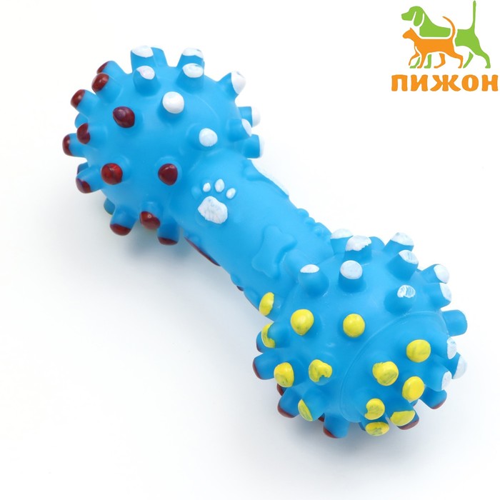Игрушка пищащая увеличенная Гантель с лапками для собак, 16,5 x 6 см, голубая игрушка пищащая гантель с лапками для собак 13 см зелёная