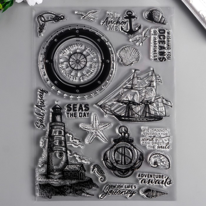 Штамп для творчества силикон "Морское приключение" 21х15 см