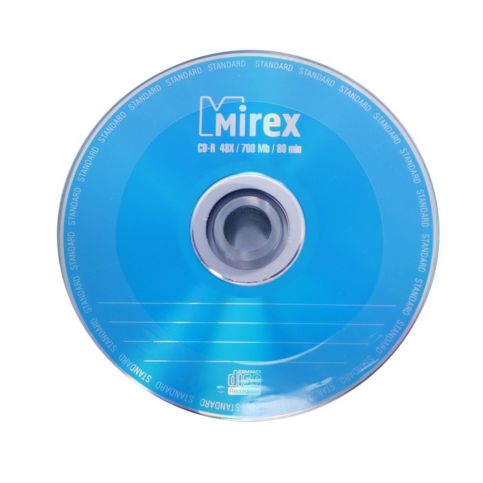 Диск CD-R Mirex Standard 50, 48x, 700 Мб, шт диск dvd r mirex 4 7 gb 16x shrink 50 blank 50 600