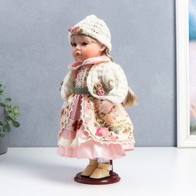 

Кукла коллекционная керамика"Алёна в розовом платье и белой вязанной кофте"30 см крафт-коробка 76560