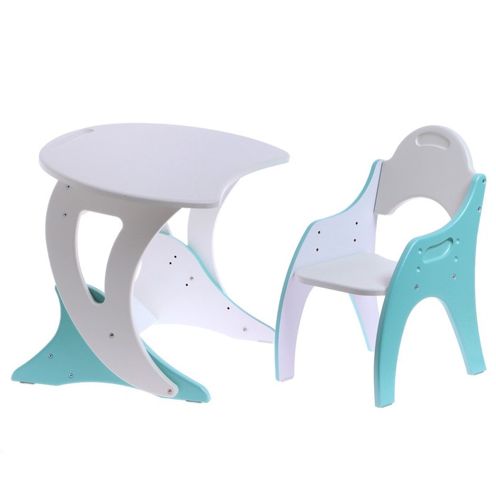 фото Набор мебели регулируемый «парус», стол, стул, цвет бирюзовый/белый интехпроект