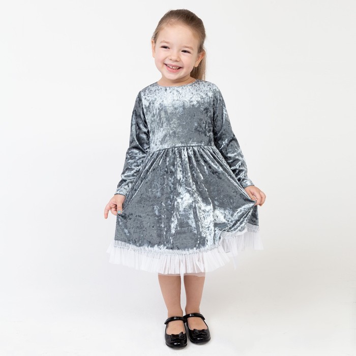 фото Платье для девочки нарядное kaftan "куколка", серо-голубой, рост 110-116, р.32
