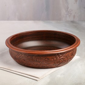 Сковорода "Резной узор", красная глина, 26 см, 2.5 л