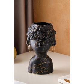 

Ваза настольная "DIDI", с серёжками, чёрный мрамор, керамика, 31 см