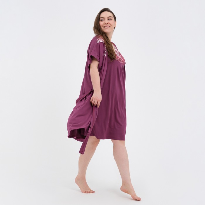 Комплект женский (ночная сорочка, халат М426, цвет бордо, р-р 46