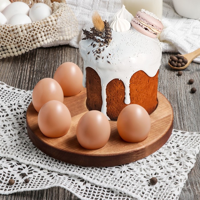 Подставка для пасхальных яиц и кулича Adelica «Комбо», 5 отделений, d=10 см, 20×1,8 см, массив берёзы