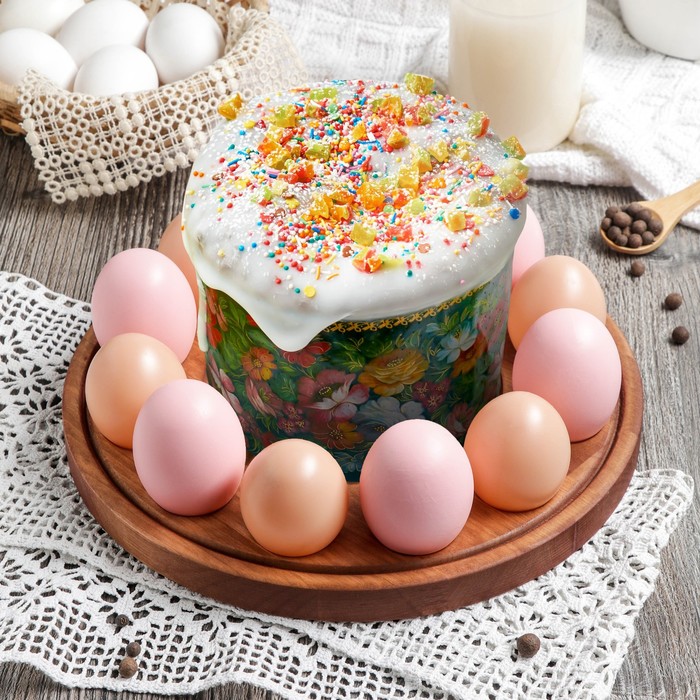 Подставка для пасхальных яиц и кулича Adelica «ХВ», 12 отделений, d=13 см, 25×1,8 см, массив берёзы