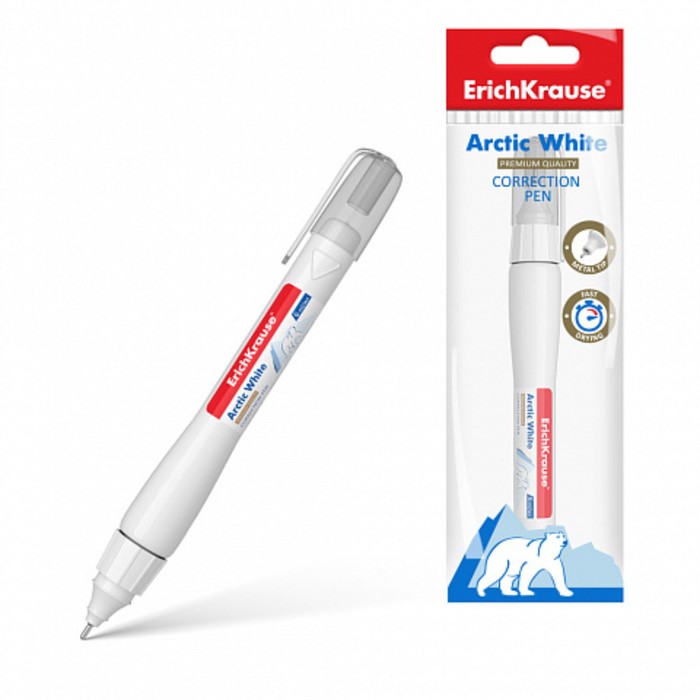 Ручка-корректор ErichKrause Arctic White, 6 мл, металлический наконечник штрих ручка корректор erich krause arctic white 8 мл металлический наконечник 15523