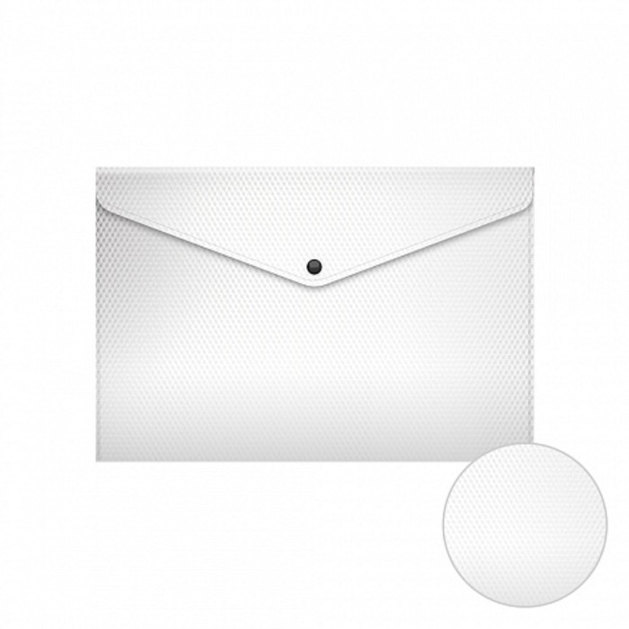 

Папка-конверт на кнопке А4, 180 мкм, ErichKrause Diamond Total White, полупрозрачная, с тиснение, белая