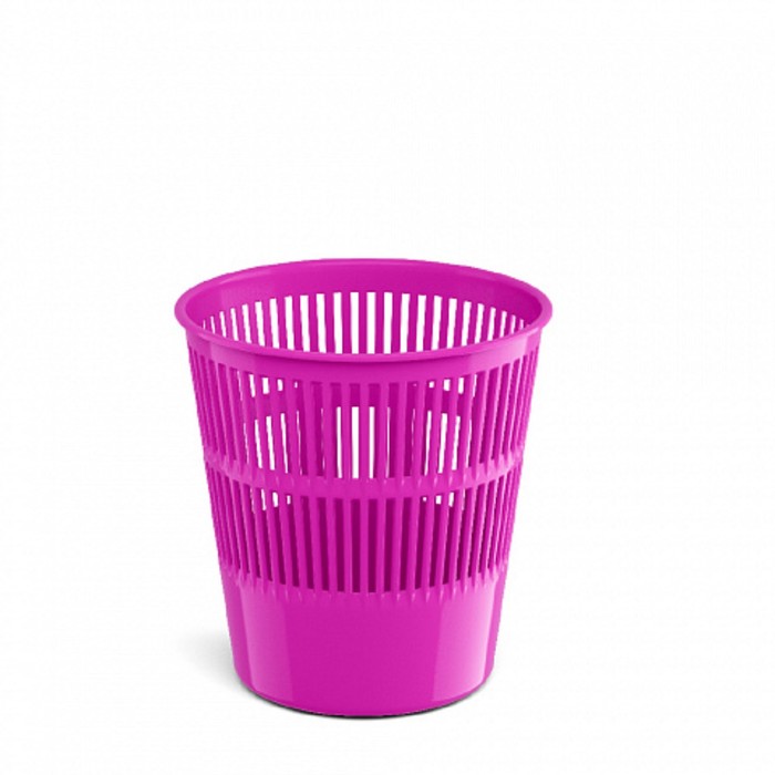 фото Корзина для бумаг и мусора erichkrause neon solid, 9 литров, пластик, сетчатая, розовый неон