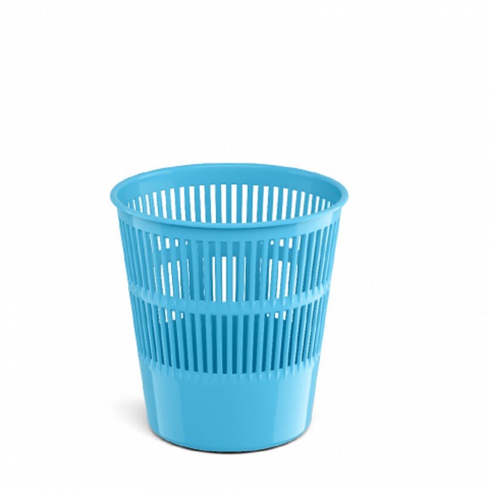 фото Корзина для бумаг и мусора erichkrause pastel, 9 литров, пластик, сетчатая, голубая