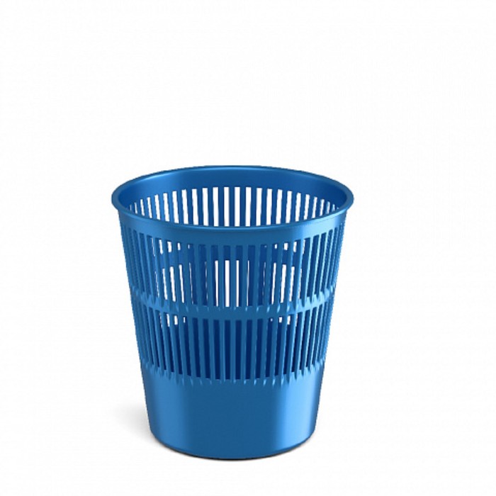 Корзина для бумаг и мусора ErichKrause Ice Metallic, 9 литров, пластик, сетчатая, синий металлик