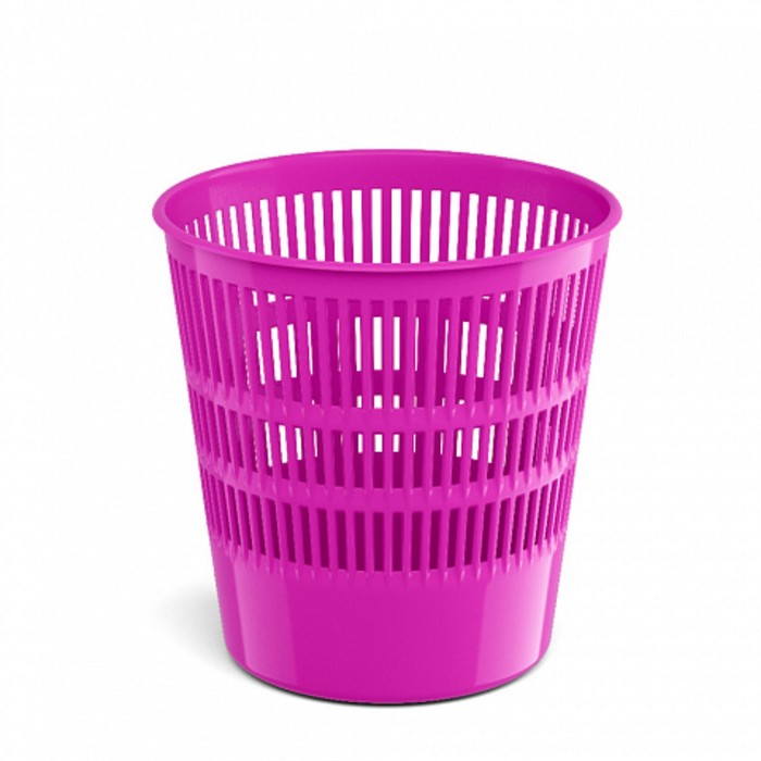 фото Корзина для бумаг и мусора erichkrause neon solid, 12 литров, пластик, сетчатая, розовый неон