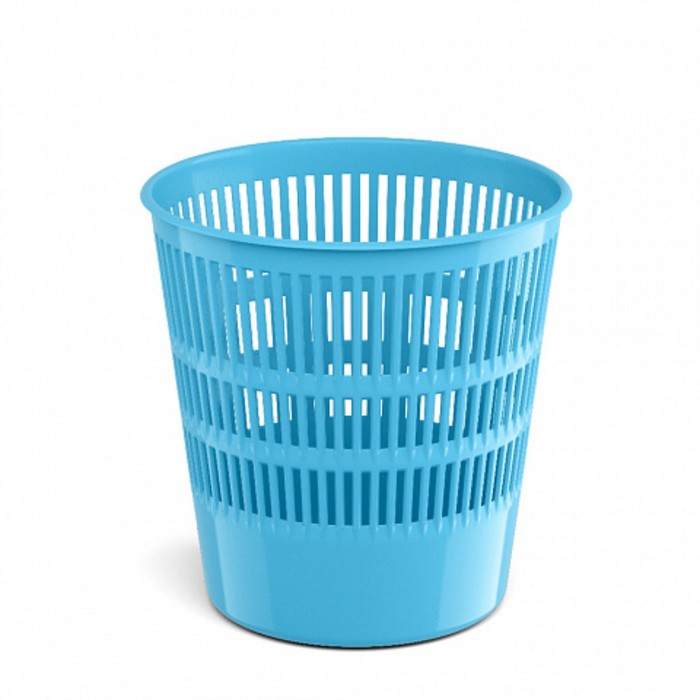 фото Корзина для бумаг и мусора erichkrause pastel, 12 литров, пластик, сетчатая, голубая