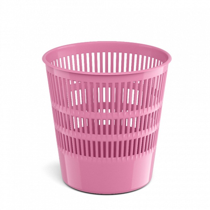 фото Корзина для бумаг и мусора erichkrause pastel, 12 литров, пластик, сетчатая, розовая