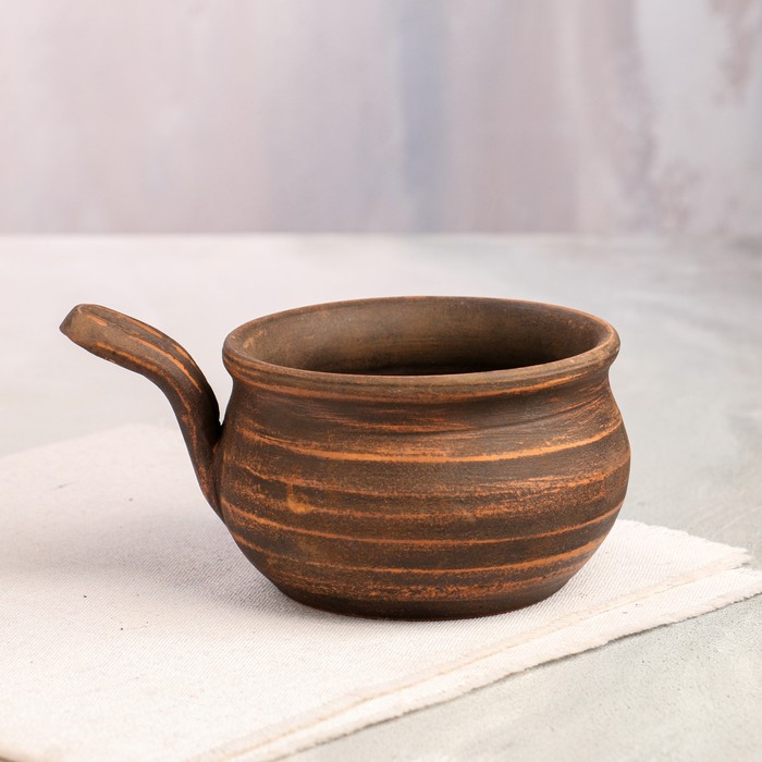 

Соусник с ручкой, гладкий, красная глина, 0.5 л