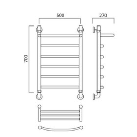 

Полотенцесушитель водяной "Акванерж" ДУГА с полкой, 700х500 мм