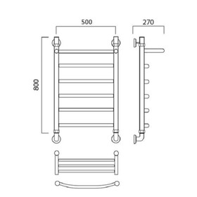 

Полотенцесушитель водяной "Акванерж" ДУГА с полкой, 800х500 мм