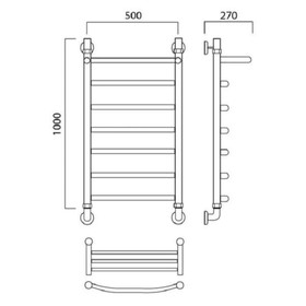 

Полотенцесушитель водяной "Акванерж" ДУГА с полкой, 1000х500 мм
