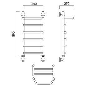 

Полотенцесушитель водяной "Акванерж" ТРАПЕЦИЯ с полкой, 800х400 мм