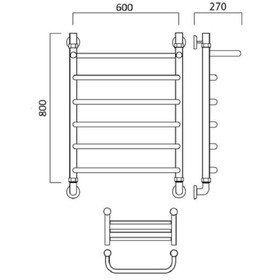 

Полотенцесушитель водяной "Акванерж" СКОБА с полкой, 800х600 мм