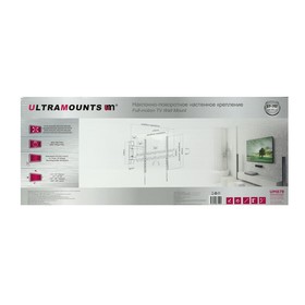Кронштейн Ultramounts UM879, для ТВ, наклонно-поворотный, 37-75", 84-443 мм отстены, чёрный от Сима-ленд