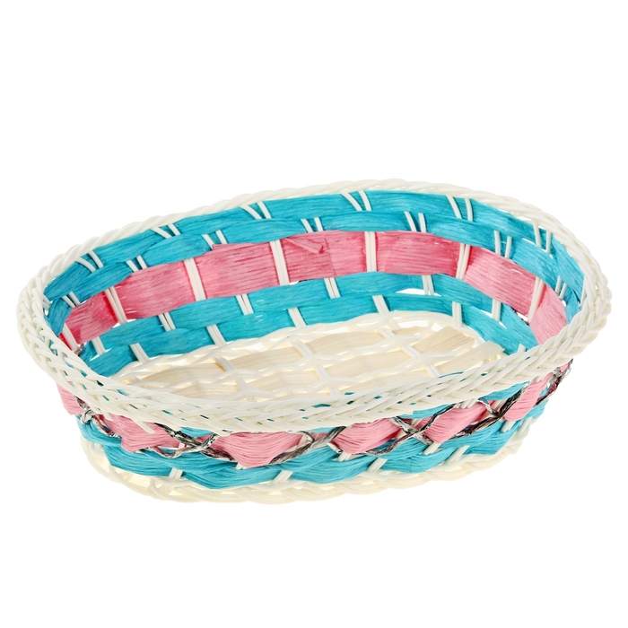 Корзинка декоративная "Голубая с розовым"