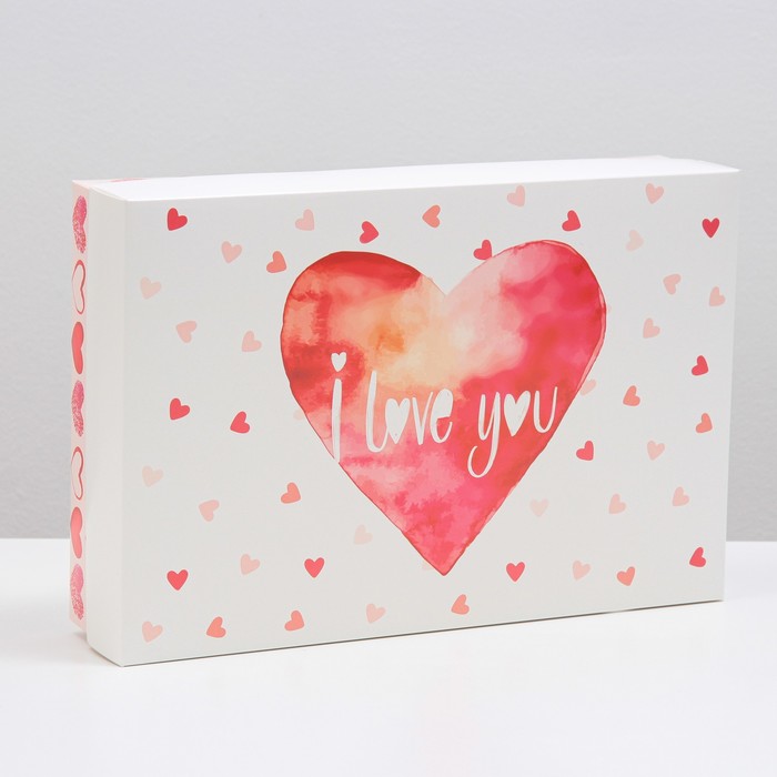 

Коробка подарочная, крышка-дно, сборная "I love you", 30 х 20 х 7 см