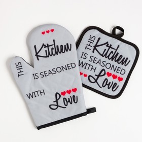 

Кухонный набор (2 предмета) Доляна Kitchen, прихватка 17х17 см, варежка 26х16 см, 100% п/э