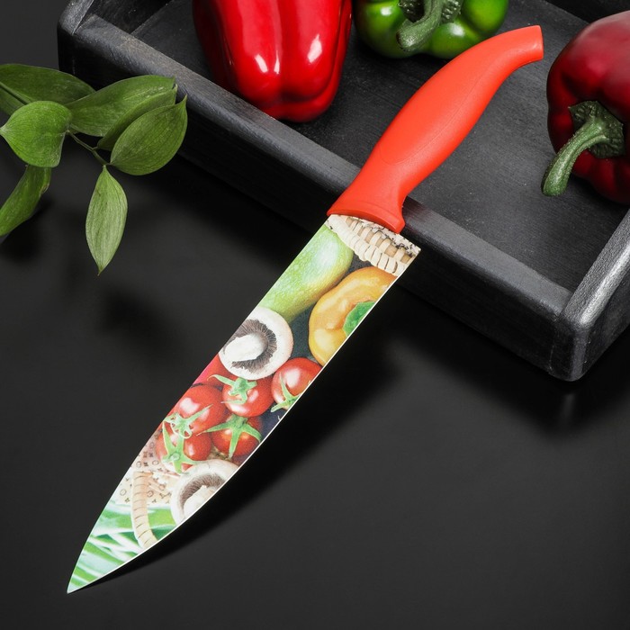Нож кухонный с антиналипающим покрытием Доляна «Урожай» шеф, лезвие 20 см